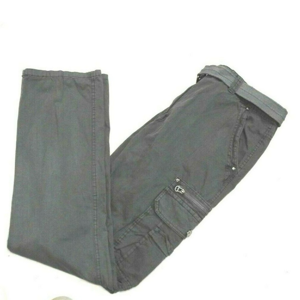 Men's Belted Cargo Pants w/Zipper Pockets Grey